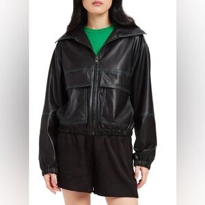 Apparis Tierra Vegan Leather Bomber Jacket Medium Black